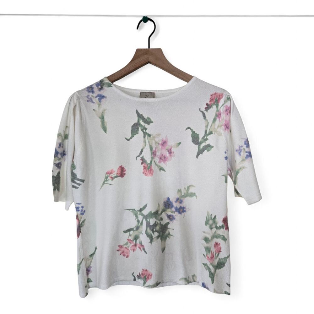 Sioni Floral Print Knit Top Size Medium Softest Cozy